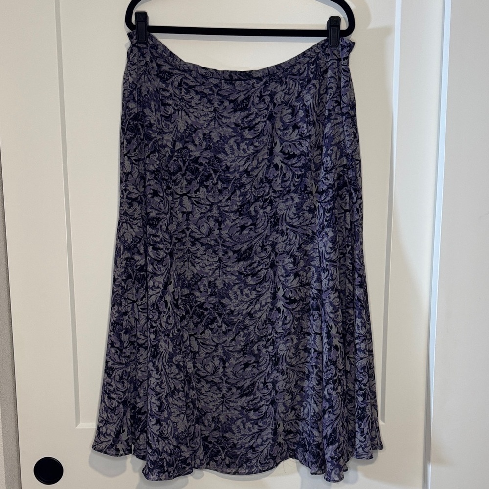 Plus Purple Patterned Flowy Skirt